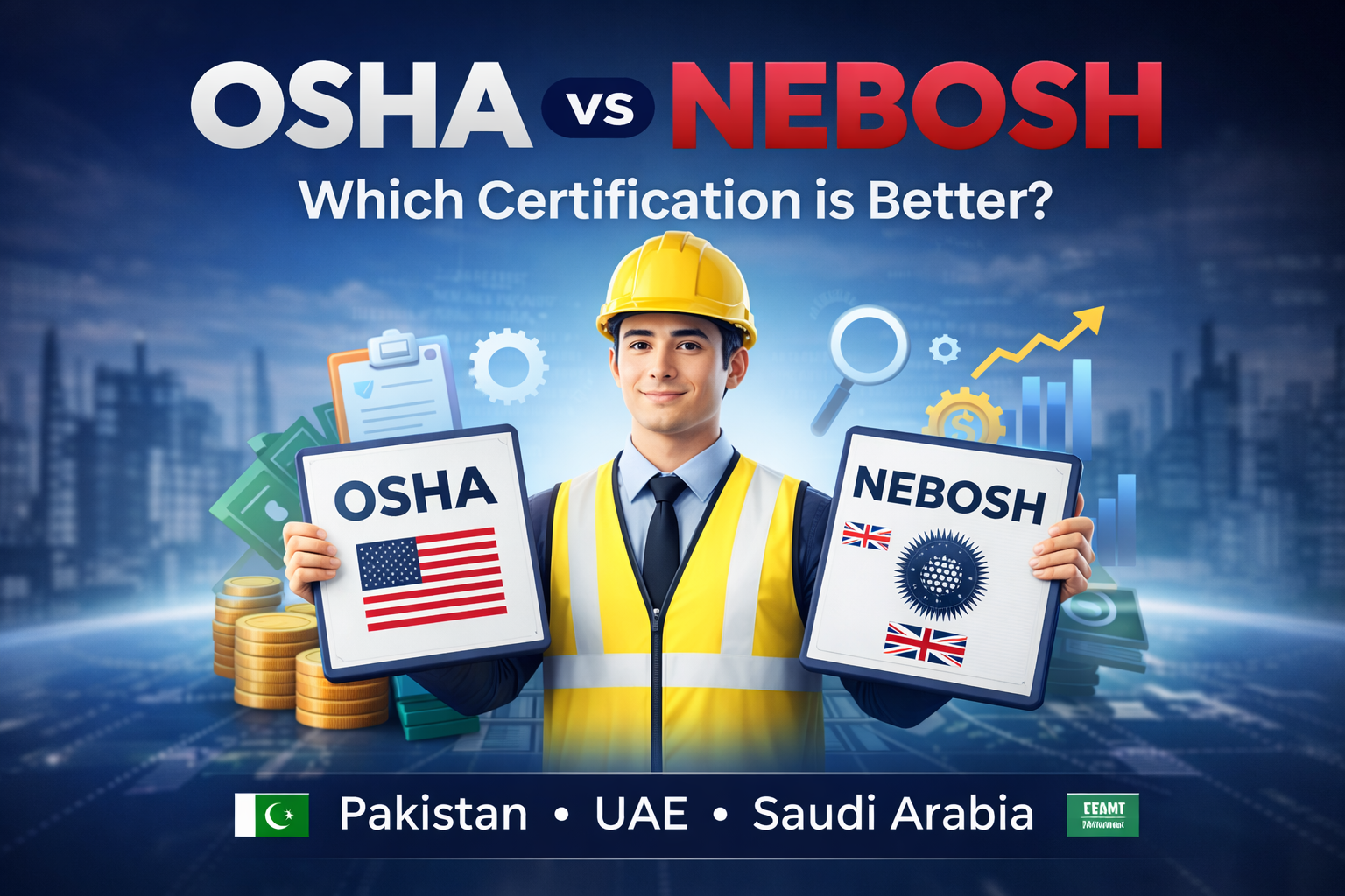OSHA vs NEBOSH comparison for safety courses in Pakistan UAE Saudi Arabia